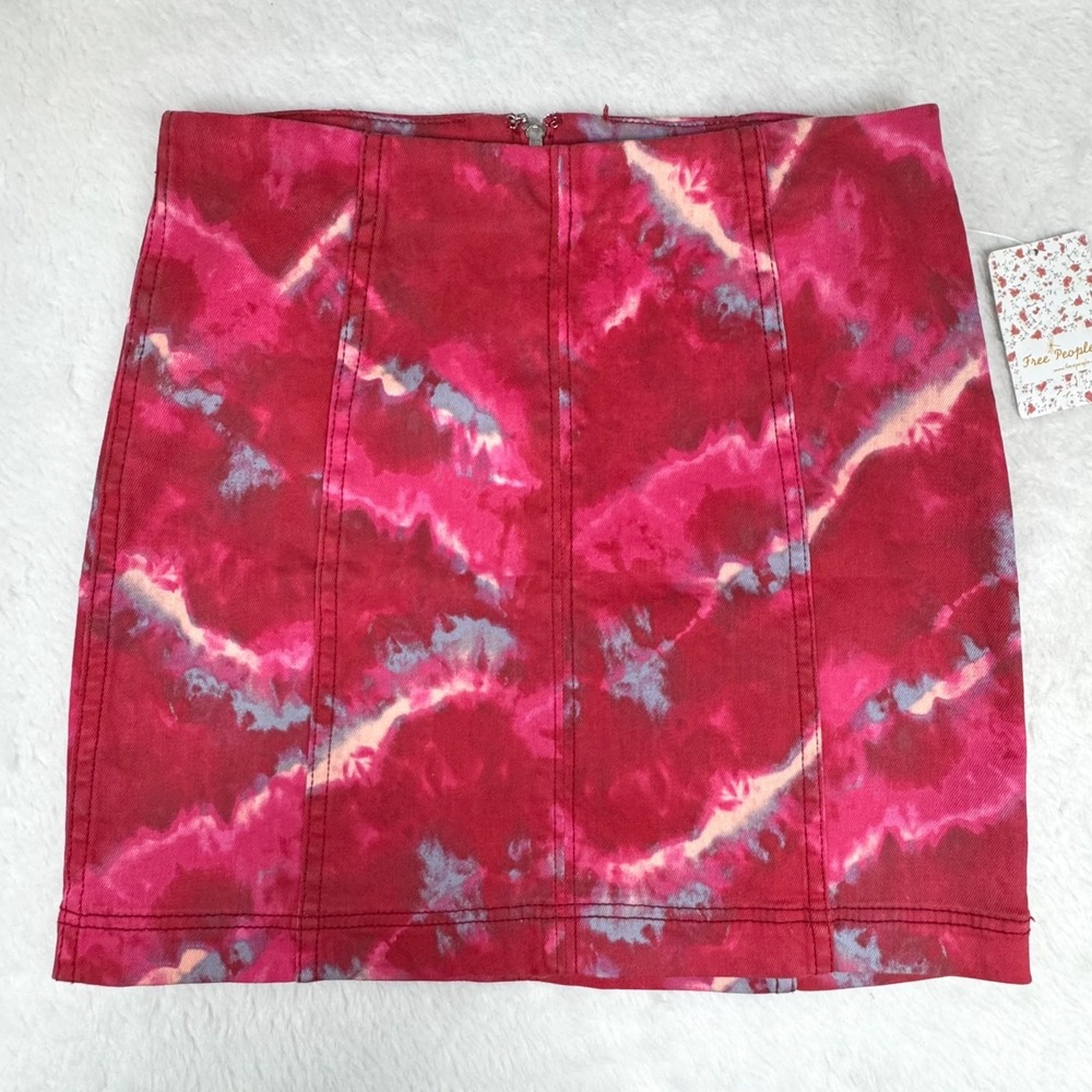 Free People Flamingo Flame Skirt Size 6 NWT Pink Red Mini Bodycon $60